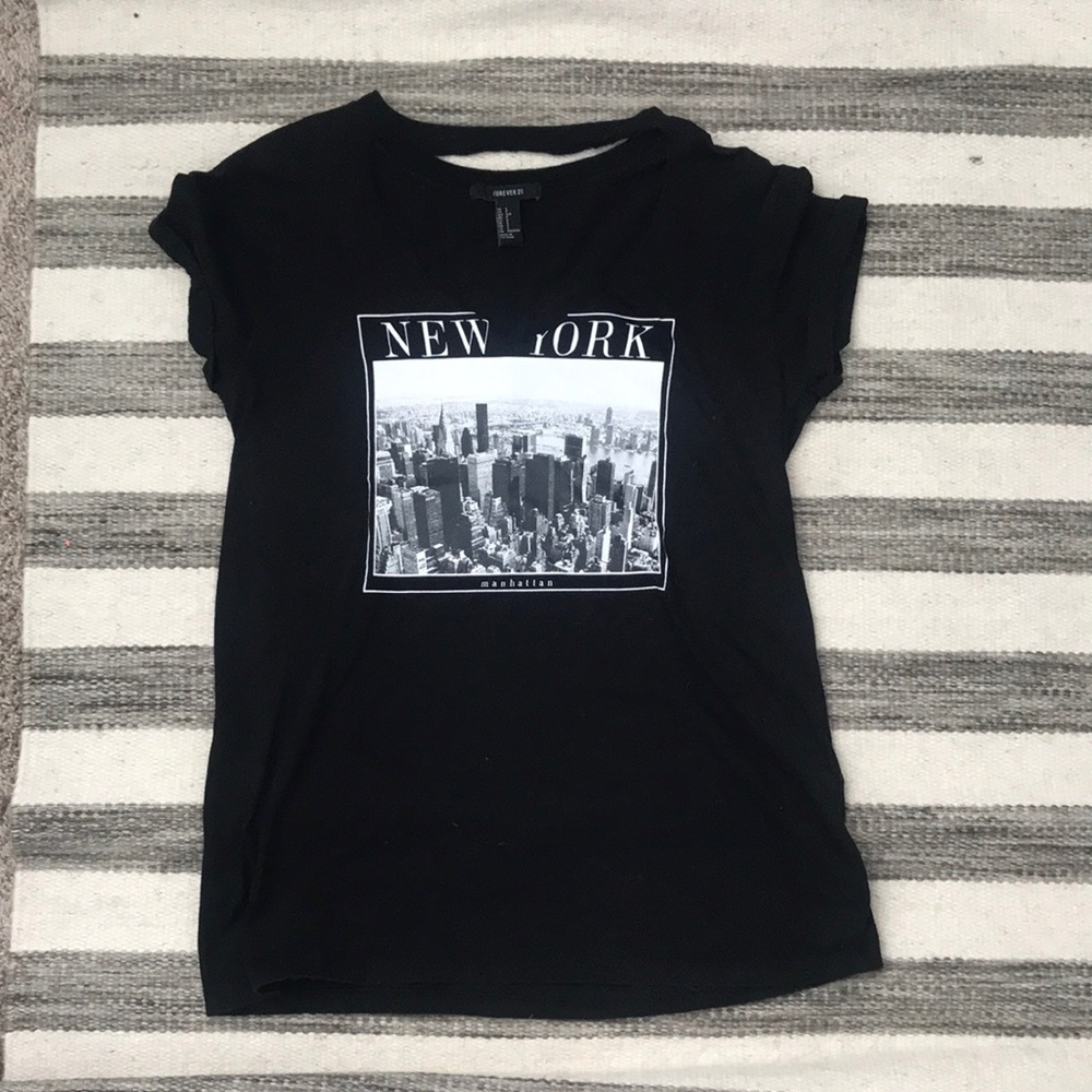 Distressed Open neck Tee